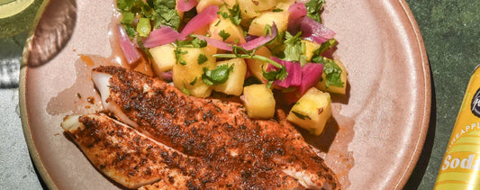 Jerk Spiced Fish With Sodaly Pineapple Salsa