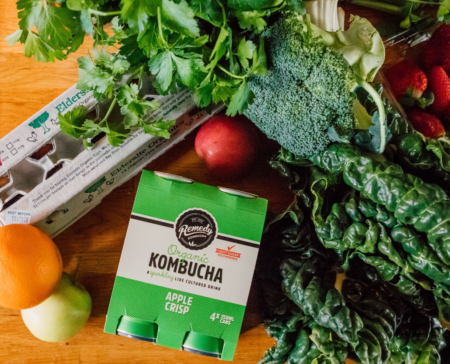 Veggies with Remedy Kombucha