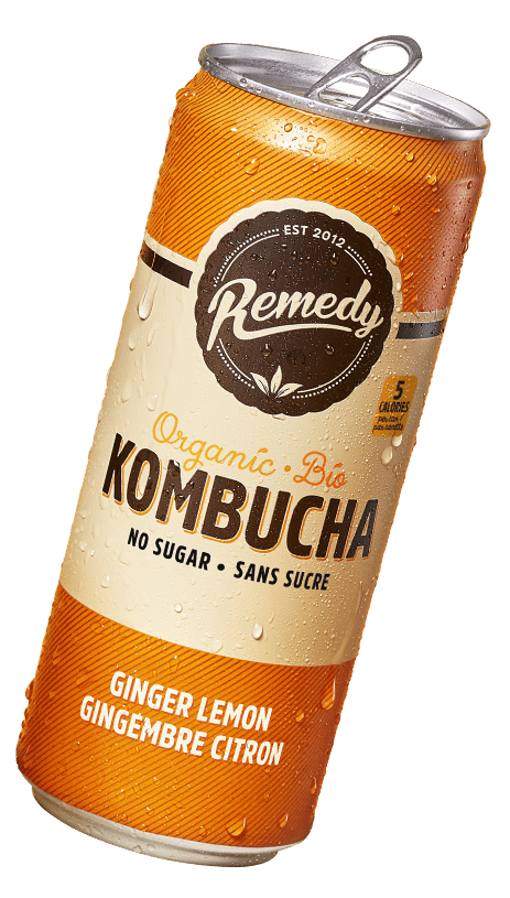 Remedy Kombucha Ginger Lemon can parallax