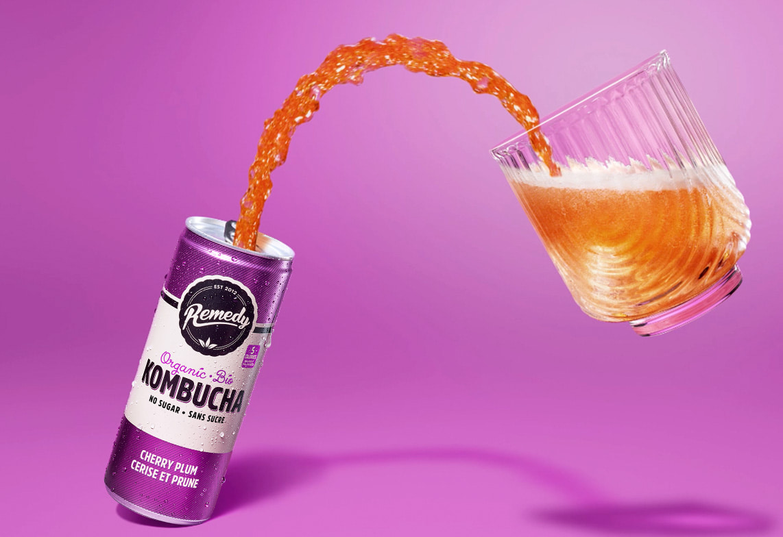 Remedy Kombucha Cherry Plum pouring image