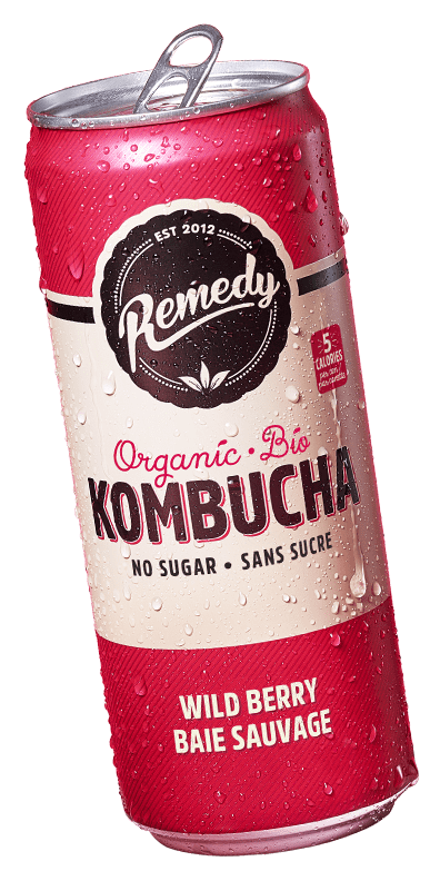 Remedy Kombucha Wild Berry can parallax