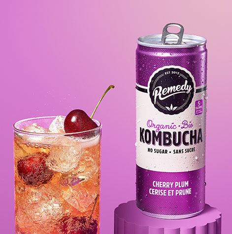 Remedy Kombucha Cherry Plum with Glass