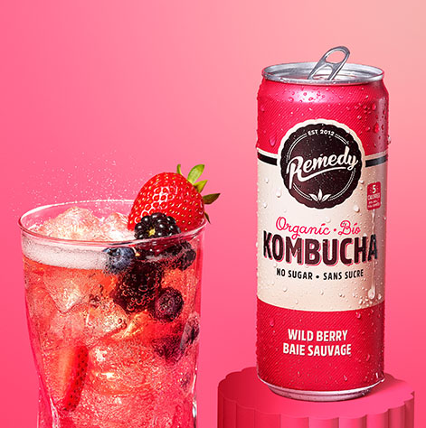 Remedy Kombucha Mixed Berry with Glass