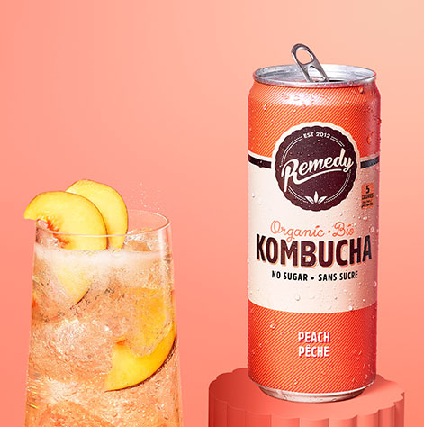 Remedy Kombucha Peach with Glass