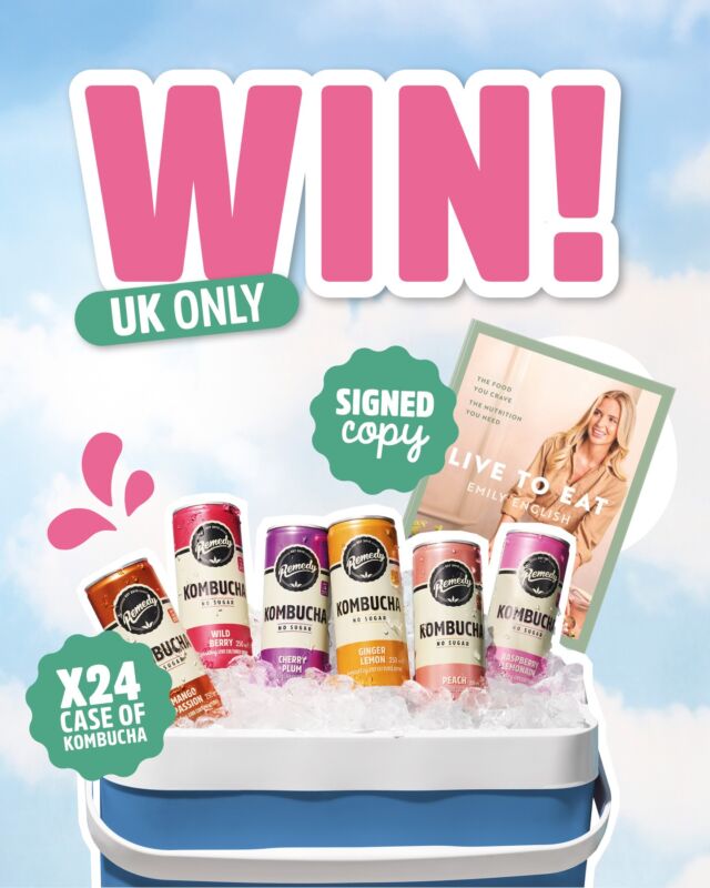 ✨ GIVEAWAY TIME! ✨
We’ve teamed up with the amazing nutritionist and Sunday Times Best seller Emily English @emthenutritionist to celebrate the launch of her brand new cookbook 'Live to Eat' 📚

Win a signed copy of Emily's book + a 24 rainbow pack of Remedy Kombucha🌈🙌
Pair your delicious kombucha with a nutritionally balanced recipe from Emily's cookbook.

To enter:
1️⃣ Follow @RemedyDrinks 
2️⃣ Like this post
3️⃣ Tag a friend who loves kombucha & cooking

T&Cs apply. Mainland UK only. The prize is a signed copy of Emily English's new cookbook 'Live to Eat' and a 24 rainbow pack of Remedy's kombucha. There is one winner. Winners will receive two separate deliveries, one with the cookbook and one with the kombucha. Competition ends on Friday 16th May at 23:59pm and the winner will be chosen at random 7 days of the competition closing. The winner will be contacted via DM and will need to provide their email address, full name and delivery address. 

#RemedyDrinks #EmilyEnglish